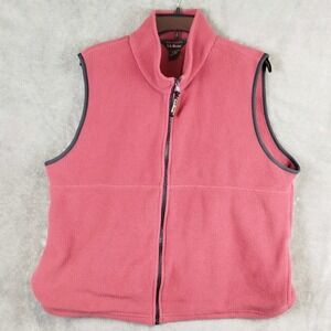 Vintage 90's LL Bean Vest Womens XL Full Zip Red Pink Fleece Polartec Windblock